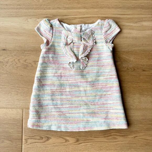 Janie & Jack Toddler Girl’s Colorful Bow Boucle Tweed Shift Dress 2T - Picture 2 of 6